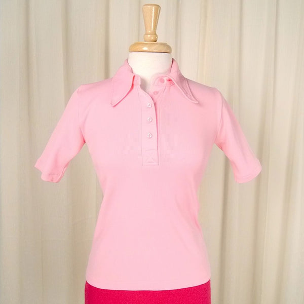 1960s Pink Polo Shirt Cats Like Us