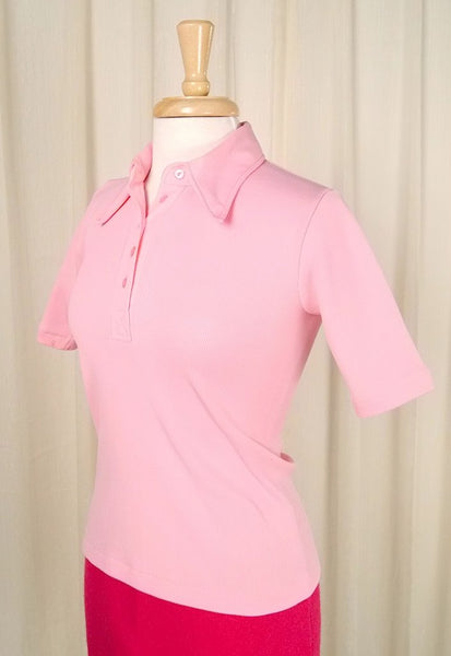 1960s Pink Polo Shirt Cats Like Us
