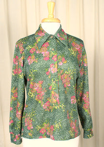 1960s Polka Dot Floral Vintage Shirt Cats Like Us
