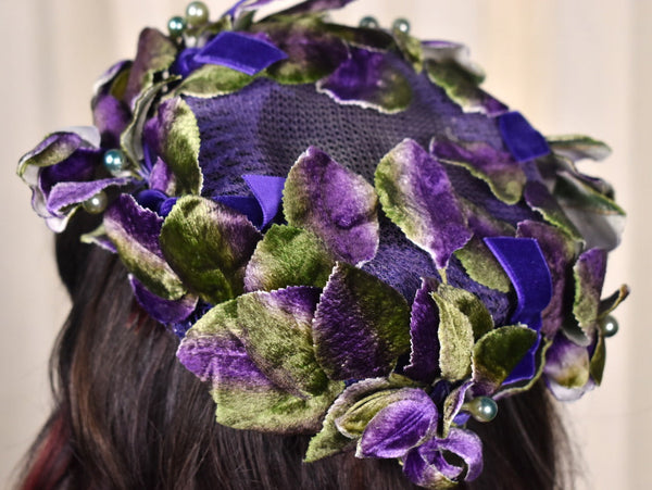 1960s Purple Velvet Crown Hat Cats Like Us