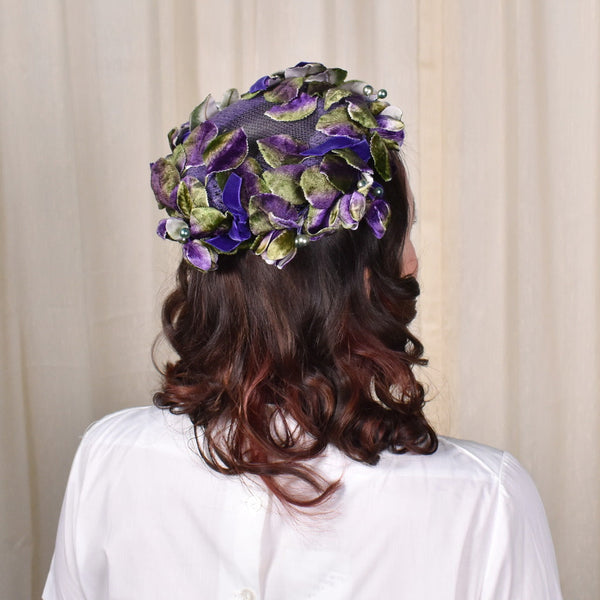 1960s Purple Velvet Crown Hat Cats Like Us