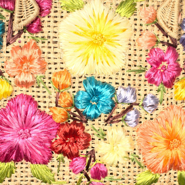 1960s Rainbow Floral Raffia Bag Cats Like Us