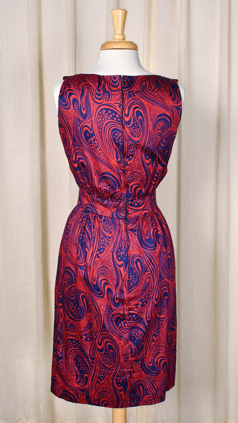 1960s Red & Blue Swirls Vintage Dress Cats Like Us