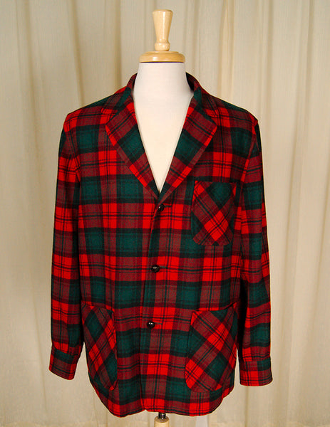 1960s Red & Green Plaid Jacket Cats Like Us
