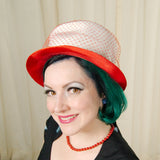 Cats Like Us 1960s Red Mod Netting Hat