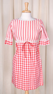 1960s Red & White Ribbon Vintage Dress Cats Like Us