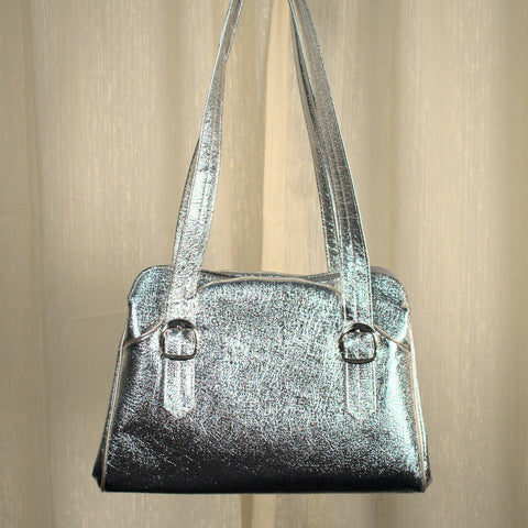 1960s Silver Textured Handbag Cats Like Us