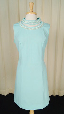 1960s Sky Blue Glitter Dress Cats Like Us