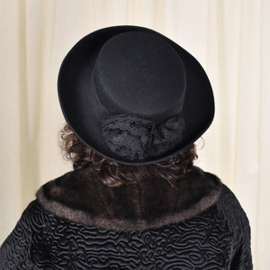 1960s Style Black Wool Vintage Brim Hat Cats Like Us