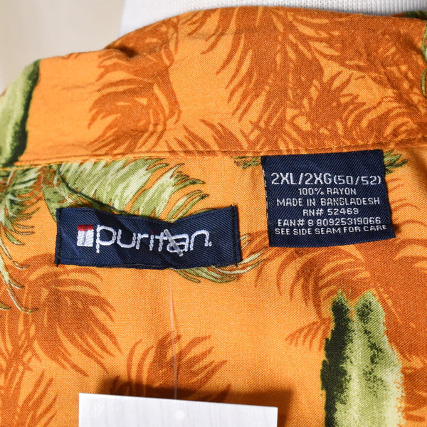 1960s Style Orange Palm Tree Hawaiian Shirt Cats Like Us