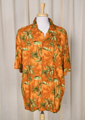 1960s Style Orange Palm Tree Hawaiian Shirt