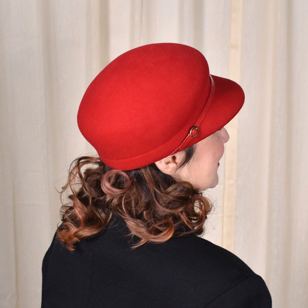 1960s Style Red Wool Cap Hat Cats Like Us