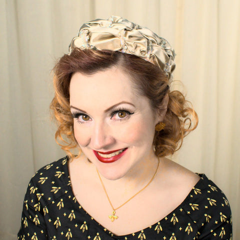 1960s Tan Weaved Sequin Hat Cats Like Us