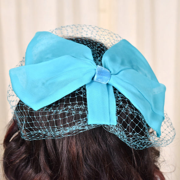 1960s Teal Bow Fascinator Cats Like Us