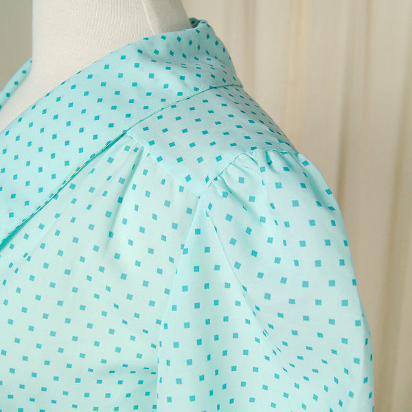 1960s Turquoise Squares Blouse Cats Like Us