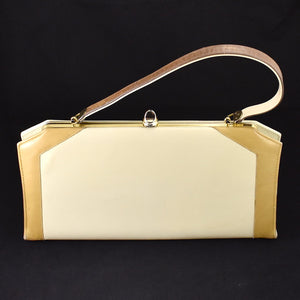 1960s Two Tone Beige Handbag Cats Like Us