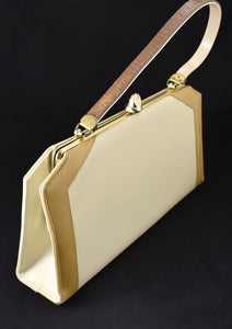 1960s Two Tone Beige Handbag Cats Like Us