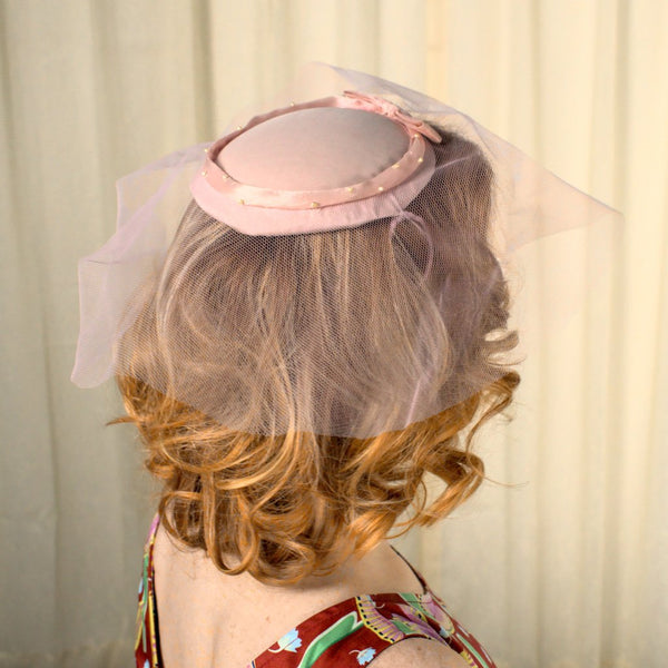 1960s Vintage Baby Pink & Pearl Hat Cats Like Us