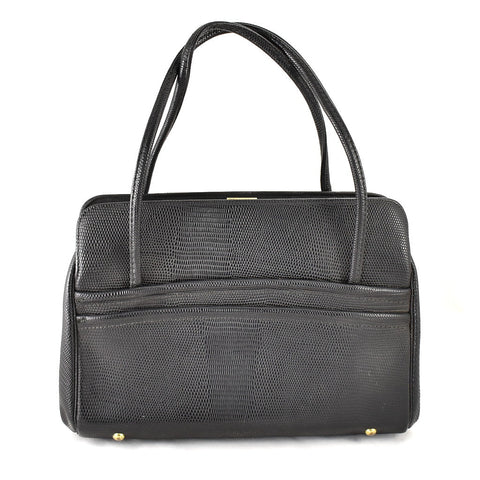 1960s Vintage Black Faux Snake Handbag Cats Like Us
