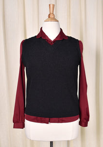 1960s Vintage Black Knit Sweater Vest Cats Like Us
