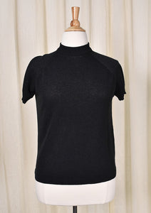 1960s Vintage Black SS Raglan Knit Top Cats Like Us