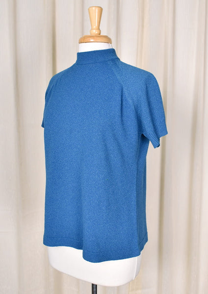 1960s Vintage Blue Knit SS Top Cats Like Us