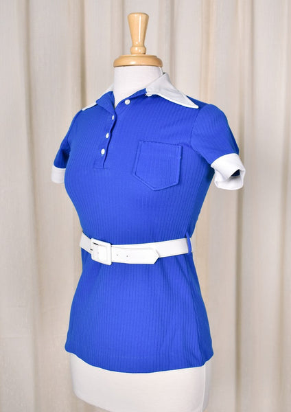 1960s Vintage Blue Polo Tunic Top by Growing Girl Cats Like Us