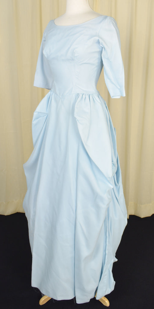 1960s Vintage Womens Blue Rosette Maxi Dress – Cats Like Us