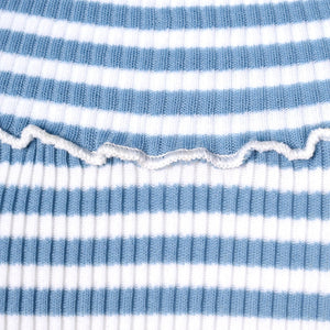 1960s Vintage Blue Striped Ribbed Top Cats Like Us