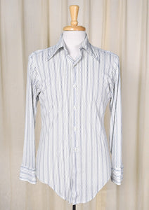 1960s Vintage Blue Striped Shirt Cats Like Us