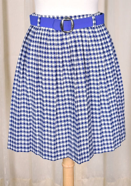 1960s Vintage Blue & White Plaid Skirt Cats Like Us