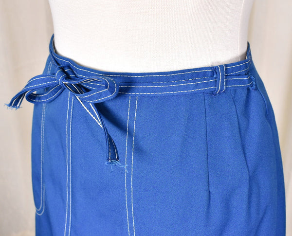 1960s Vintage Blue Wrap Skirt Cats Like Us