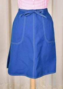 1960s Vintage Blue Wrap Skirt Cats Like Us