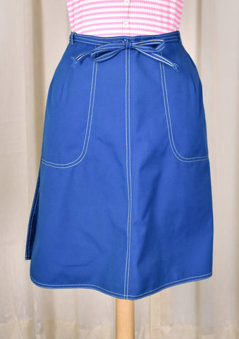 1960s Vintage Blue Wrap Skirt Cats Like Us