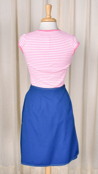 1960s Vintage Blue Wrap Skirt Cats Like Us