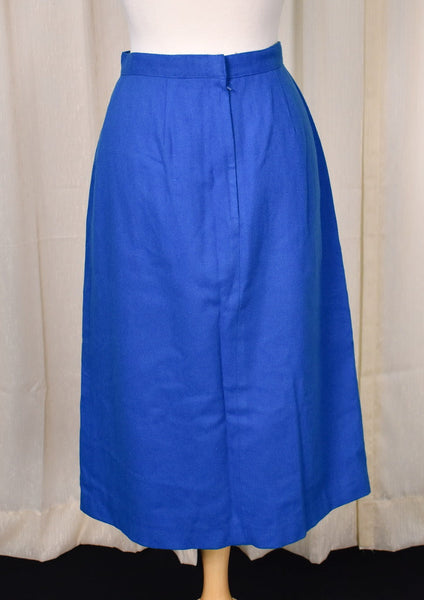 1960s Vintage Bright Blue Wool Skirt Cats Like Us