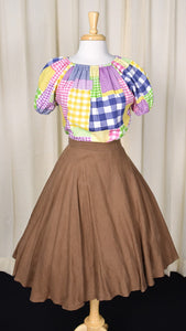 1960s Vintage Brown Circle Skirt Cats Like Us