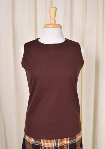 1960s Vintage Brown Sleeveless Top Cats Like Us