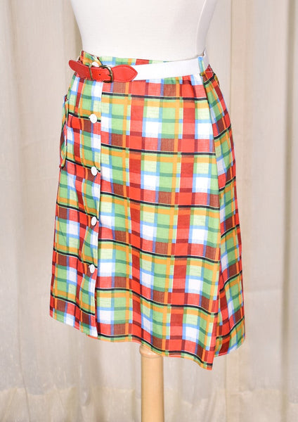 1960s Vintage Colorful Squares Skirt Cats Like Us