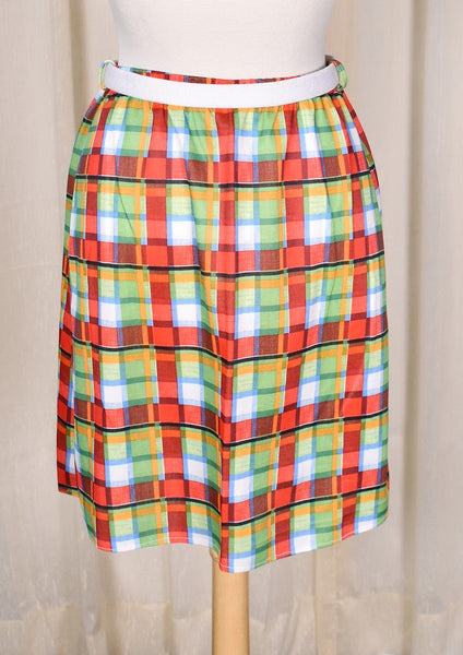 1960s Vintage Colorful Squares Skirt Cats Like Us