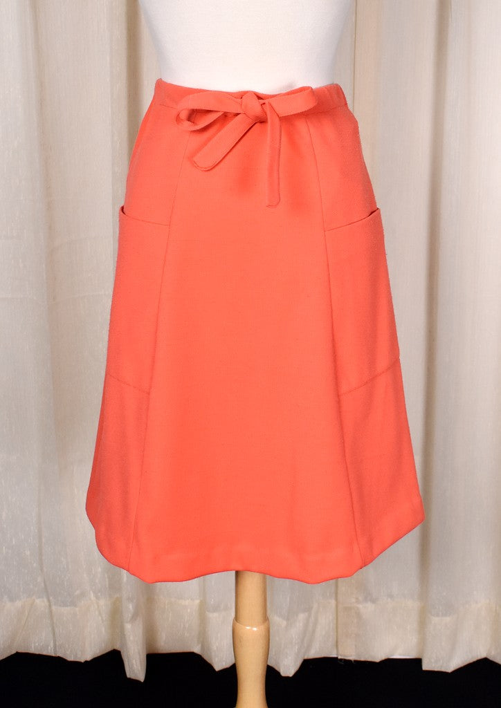 1960s Vintage Coral Pocket A line Skirt by Alfred Dunner Cats Like Us