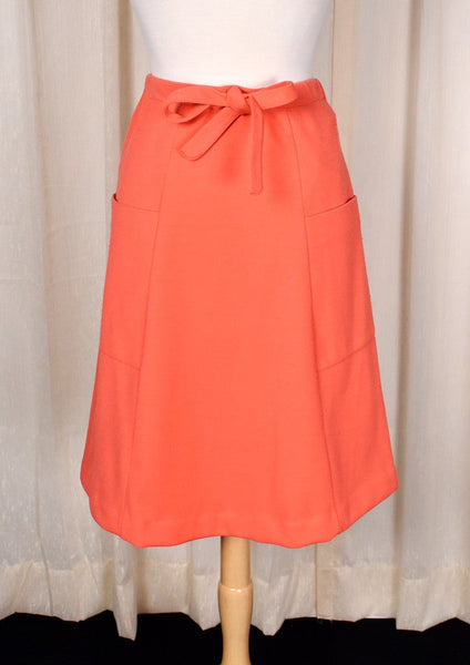 1960s Vintage Coral Pocket A line Skirt by Alfred Dunner Cats Like Us