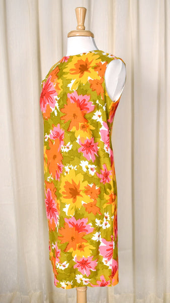 1960s Vintage Day-Glo Floral Dress Cats Like Us
