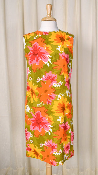 1960s Vintage Day-Glo Floral Dress Cats Like Us