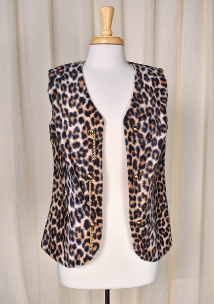 1960s Vintage Faux Fur Leopard Print Vest Cats Like Us