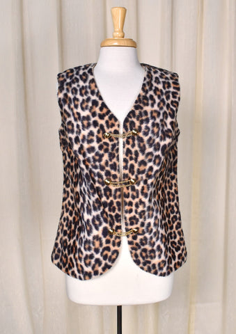 1960s Vintage Faux Fur Leopard Print Vest Cats Like Us