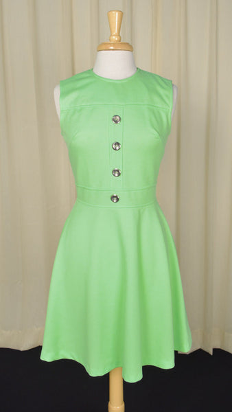 1960s Vintage Lime Green Scooter Dress Cats Like Us