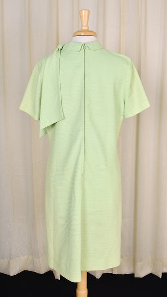 1960s Vintage Lime Textured Shift Dress Cats Like Us