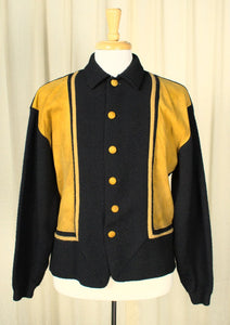 1960s Vintage Men's Black & Mustard Cardigan Cats Like Us
