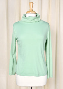 1960s Vintage Mint Cowl Neck Knit Top Cats Like Us